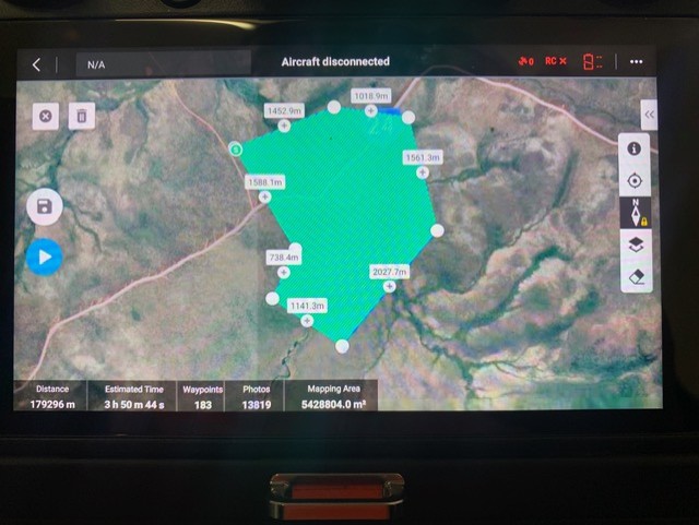 UAV mission plan covering 5.4 million m² mapping area